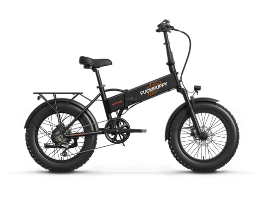 Black Dachshund folding electric bike, side view