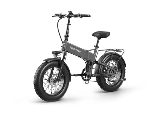 Silver Gray Dachshund Pro folding bike, front three-quarter view
