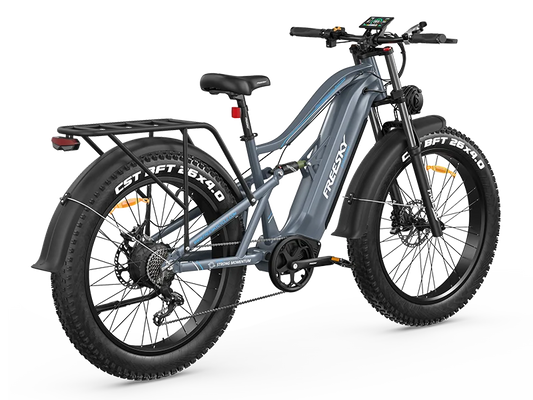 Blue Swift Horse Ultra full suspension fat tire electric bike — rear three-quarter view