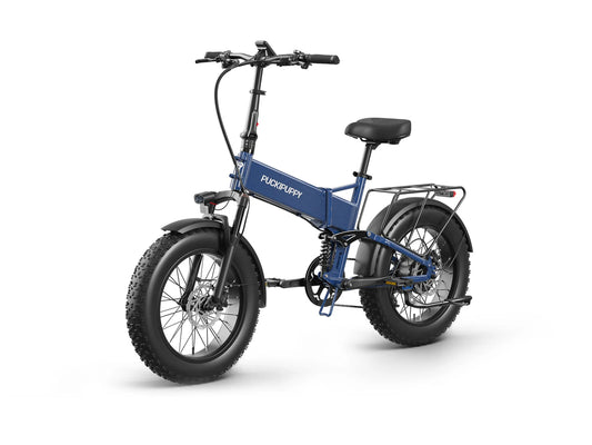 Pearl Blue Dachshund Pro folding bike, front three-quarter view