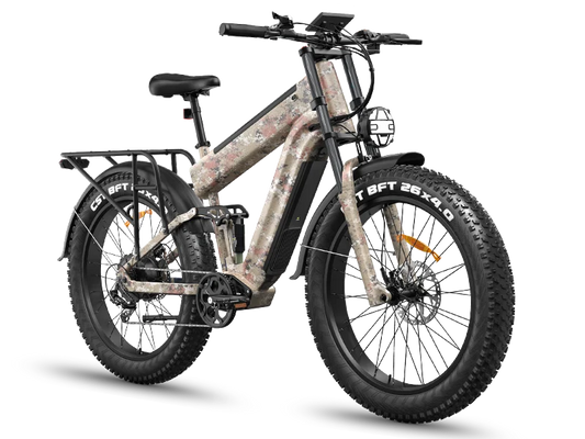 Camouflage Alaska Pro dual battery fat tire electric bike — front three-quarter view