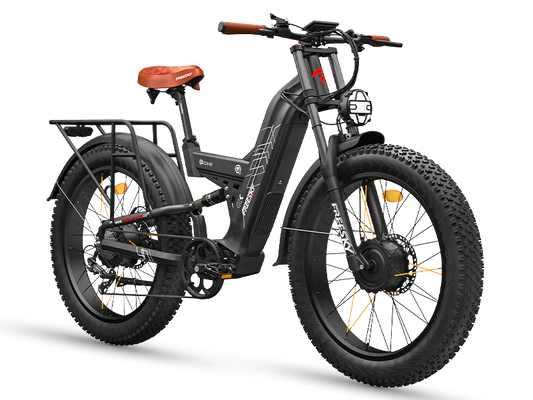 Black Warrior Pro electric bike, front three-quarter view