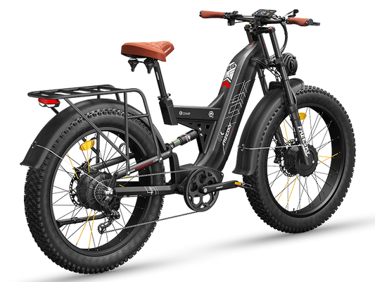Black Warrior Pro electric bike, rear three-quarter view