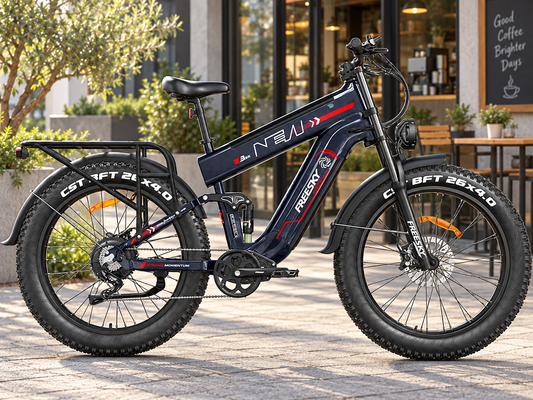 Black Alaska Pro dual battery fat tire electric bike in a city setting — AI-generated scene illustration